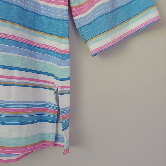 Tommy Bahama Festival Stripe Bell Sleeve Tunic Shirt Striped Size XL Cotton - Picture 10 of 12